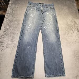 Calvin Klein Jeans Jeans Mens 34x32 Relaxed Straight Distressed Paint Splatter